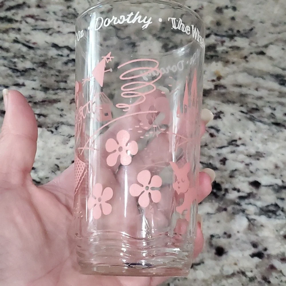 Vintage Pink The Wizard of Oz Dorothy Glass Tumbler